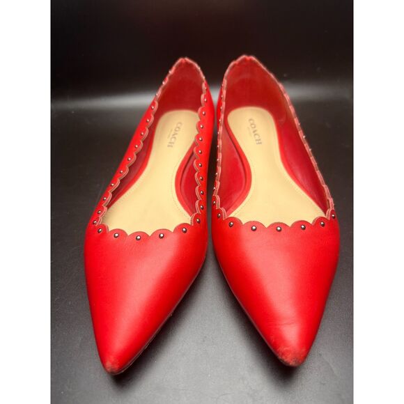 Coach Jill Red Leather Flats - Picture 1 of 9